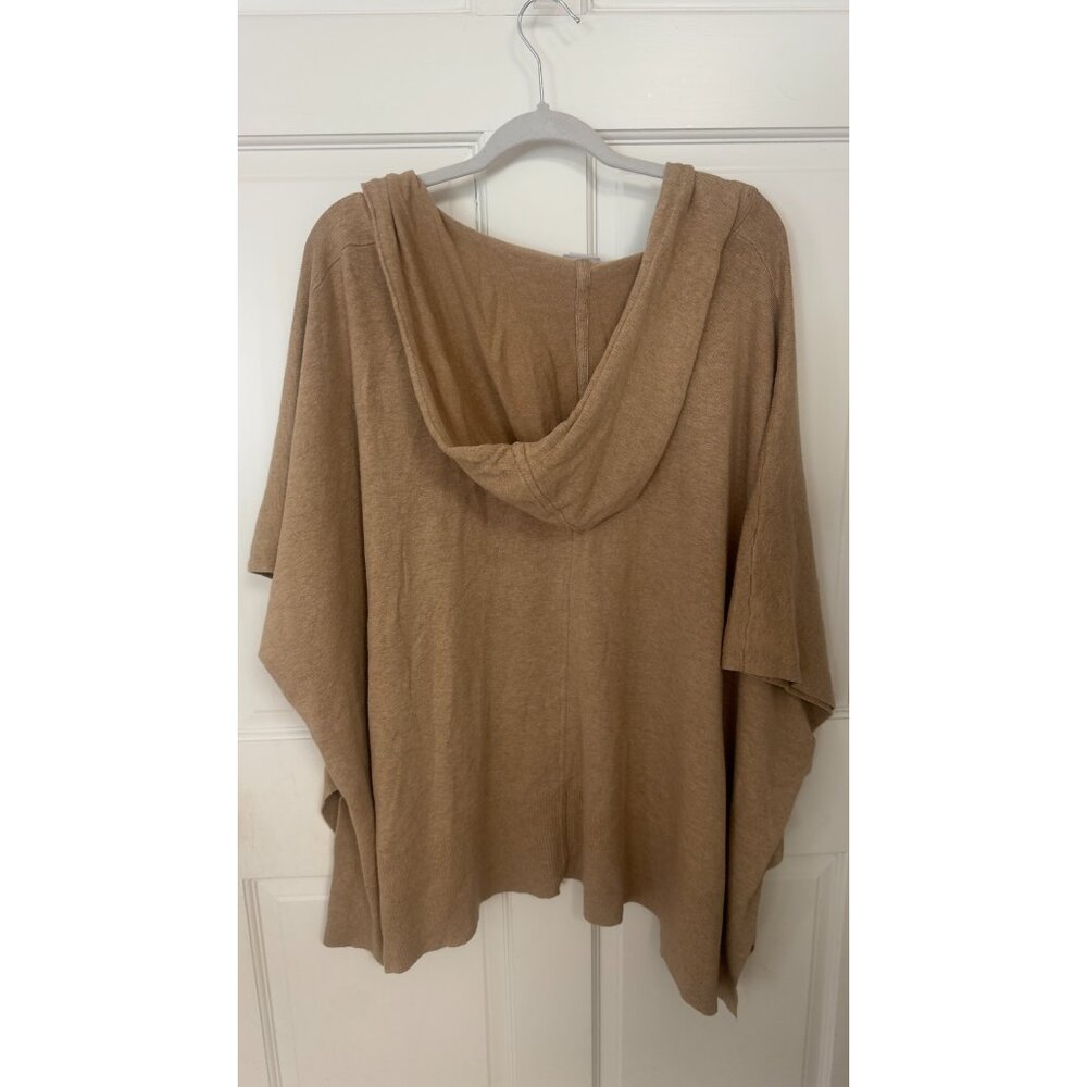 Chico’s Camel Hooded Cardigan Wrap Poncho One Size Soft Knit - Picture 2 of 2